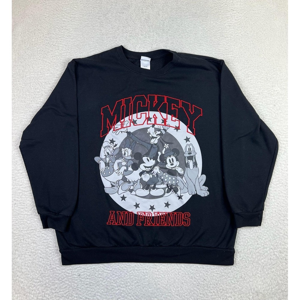 Disney Mickey‎ And Friends Sweatshirt Womens 1X Black Crewneck Graphic Pullover